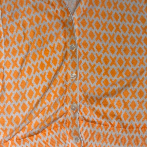 Gap Womens Flourescent 3/4 Length Sleeve Knit Cardigan-White/Orange-Small-GUC - Picture 4 of 5